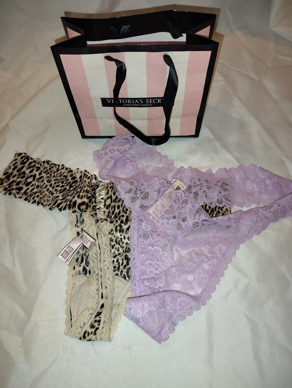 NWT Victoria Secret XL Thong String Panties Animal Print & Lavender